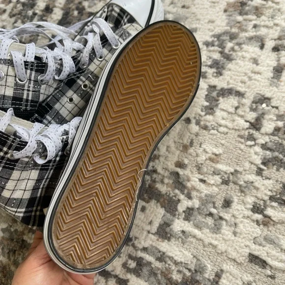 Plaid High-Top Lace-Up Sneakers - Picture 3 of 4